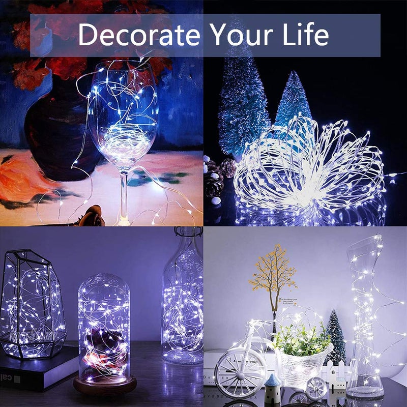 buways Fairy Lights 2-Pack Battery Operated Cool White 50 LED Fairy String Lights,16.4ft Sliver Wire Light with Remote Control for Christmas Party Garden Home Decoration - Image 2